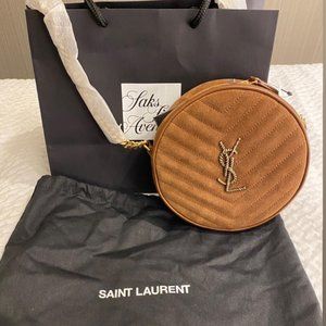 Vinyle Quilted Suede Round Camera Bag